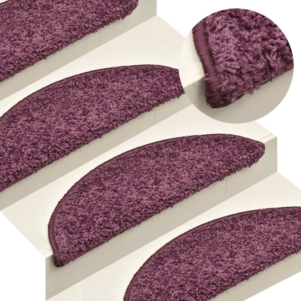 Covorașe pentru trepte scară, 15 buc. violet inchis, 56x17x3 cm