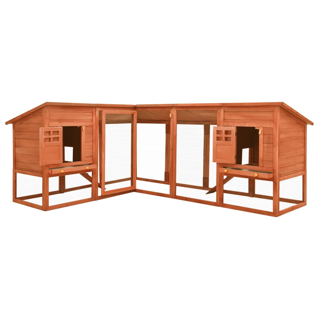 Cușcă de iepuri exterior, spațiu de joacă, maro, lemn de brad, [3],https:mobideco.ro