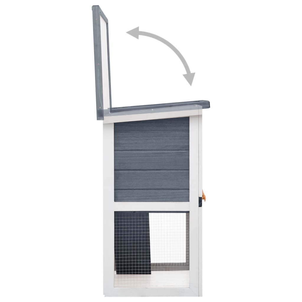 Cușcă de iepuri pentru exterior, 1 ușă, gri, lemn, [5],https:mobideco.ro
