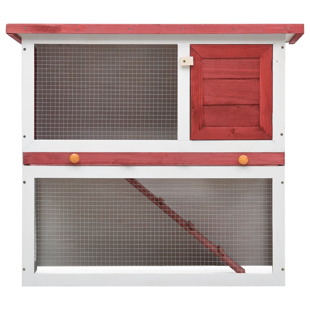 Cușcă de iepuri pentru exterior, 1 ușă, roșu, lemn, [3],https:mobideco.ro