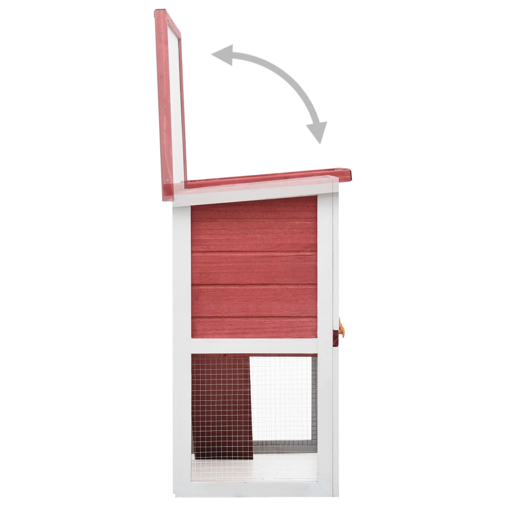 Cușcă de iepuri pentru exterior, 1 ușă, roșu, lemn, [4],https:mobideco.ro