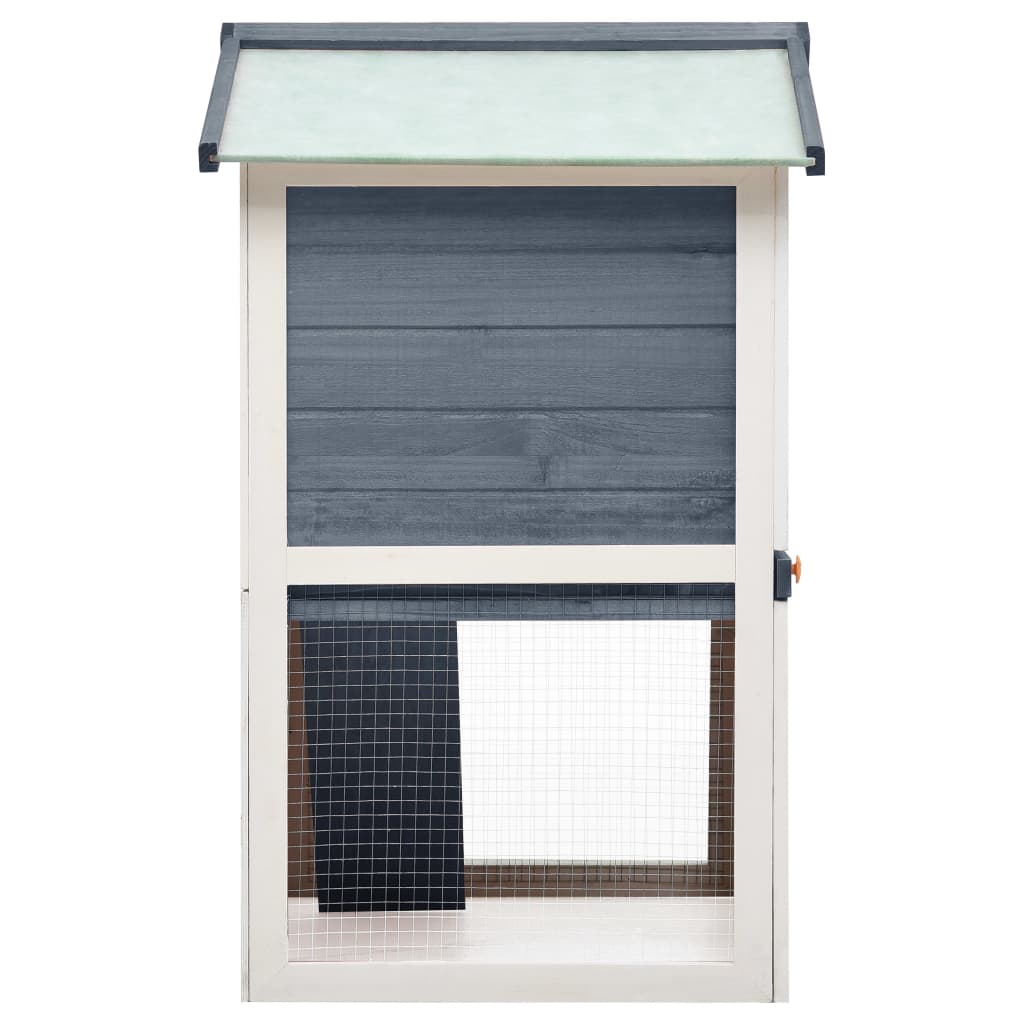 Cușcă de iepuri pentru exterior, 3 uși, gri, lemn, [4],https:mobideco.ro
