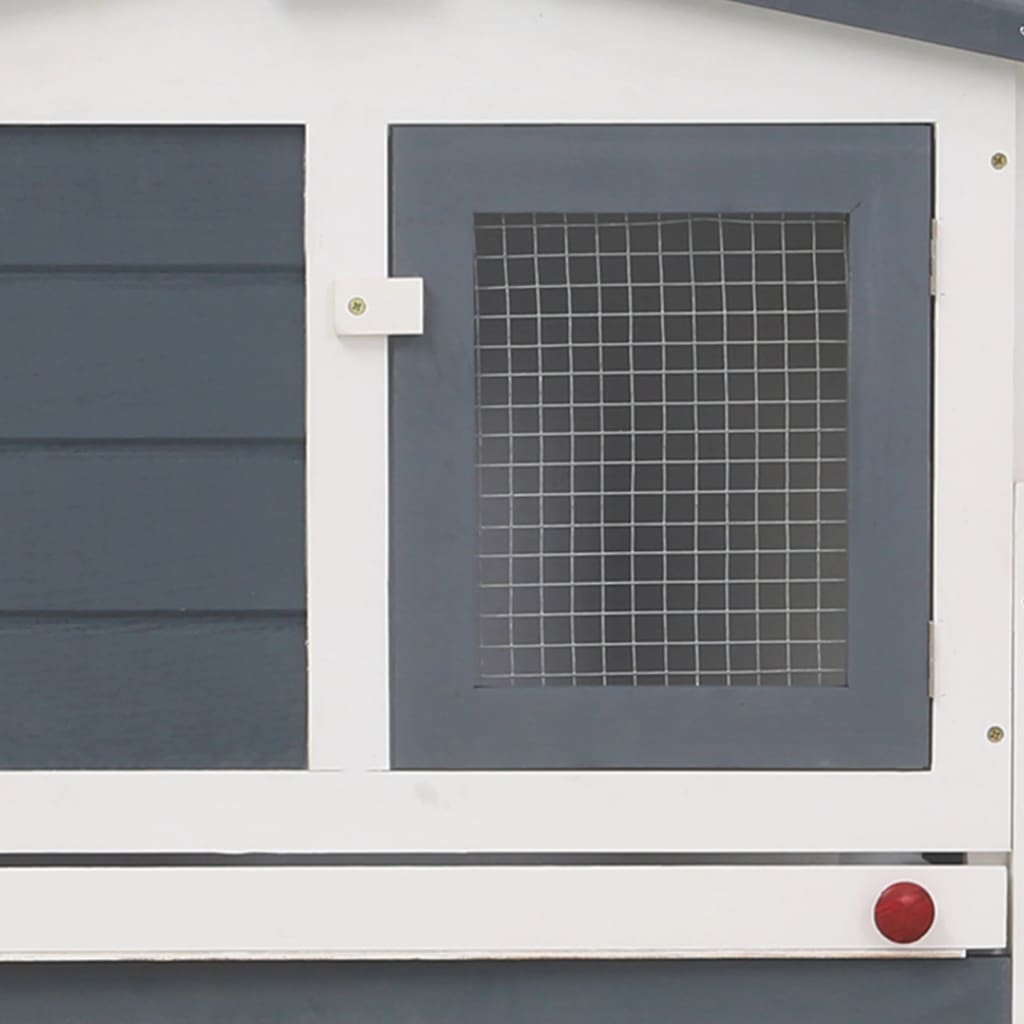 Cușcă exterior pentru iepuri mare, gri&amp;alb, 204x45x85 cm, lemn, [2],https:mobideco.ro