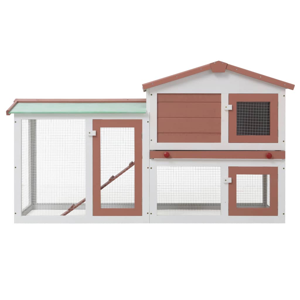 Cușcă exterior pentru iepuri mare maro&amp;alb 145x45x85 cm lemn, [3],https:mobideco.ro