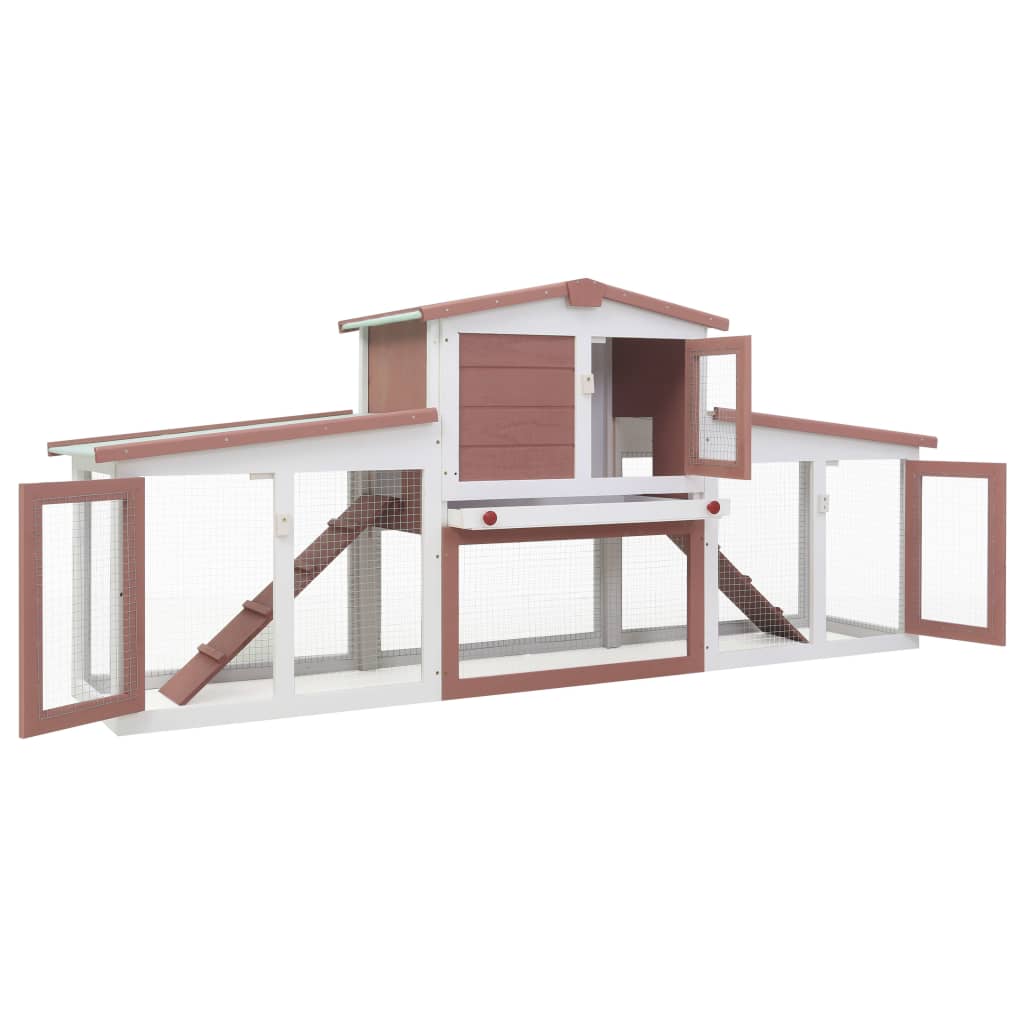 Cușcă exterior pentru iepuri mare maro &amp; alb 204x45x85 cm lemn, [2],https:mobideco.ro