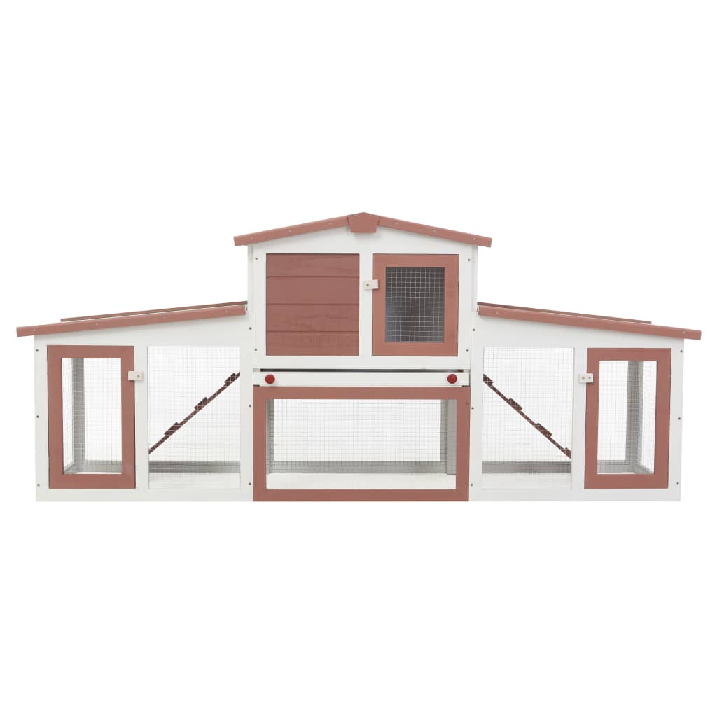 Cușcă exterior pentru iepuri mare maro &amp; alb 204x45x85 cm lemn, [3],https:mobideco.ro