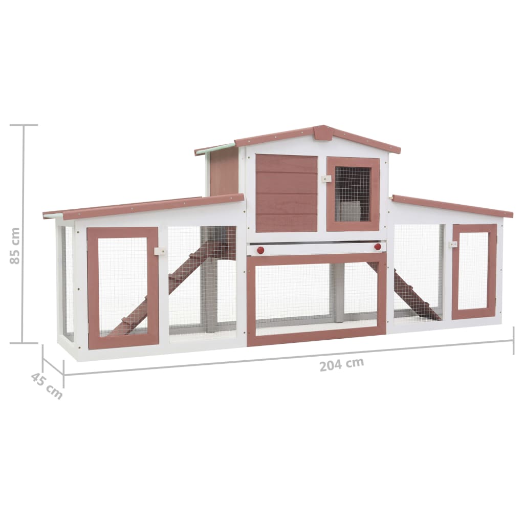 Cușcă exterior pentru iepuri mare maro &amp; alb 204x45x85 cm lemn, [7],https:mobideco.ro