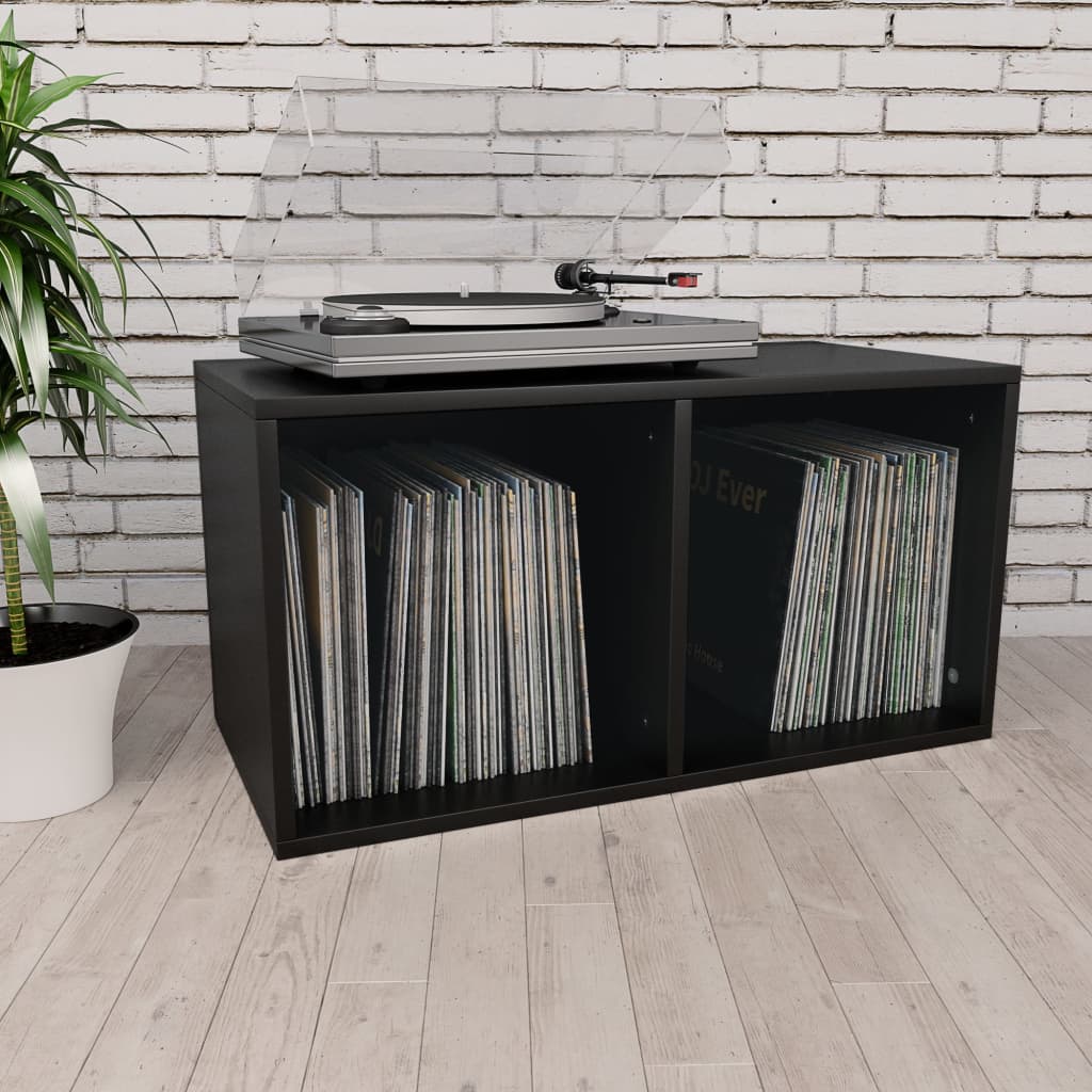 Cutie de depozitare vinyl-uri, negru, 71 x 34 x 36 cm, PAL