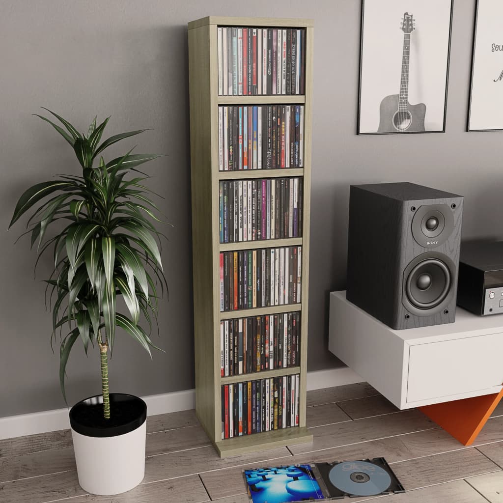 Dulap CD-uri, stejar Sonoma, 21 x 20 x 88 cm, PAL