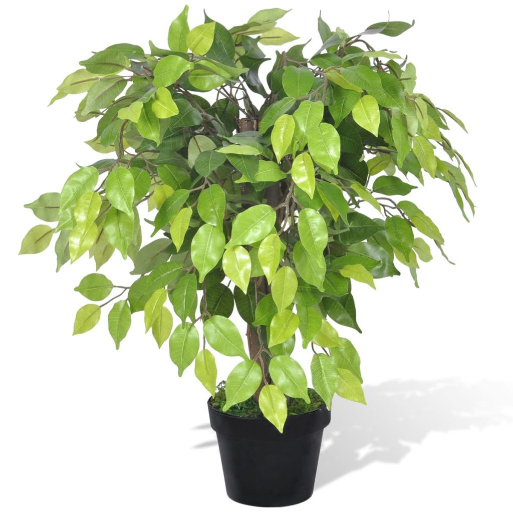 Ficus pitic artificial cu aspect natural și ghiveci, 60 cm