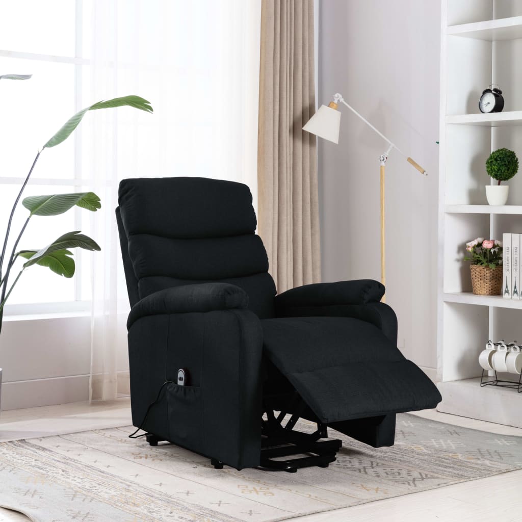 Fotoliu de masaj rabatabil vertical, negru, material textil