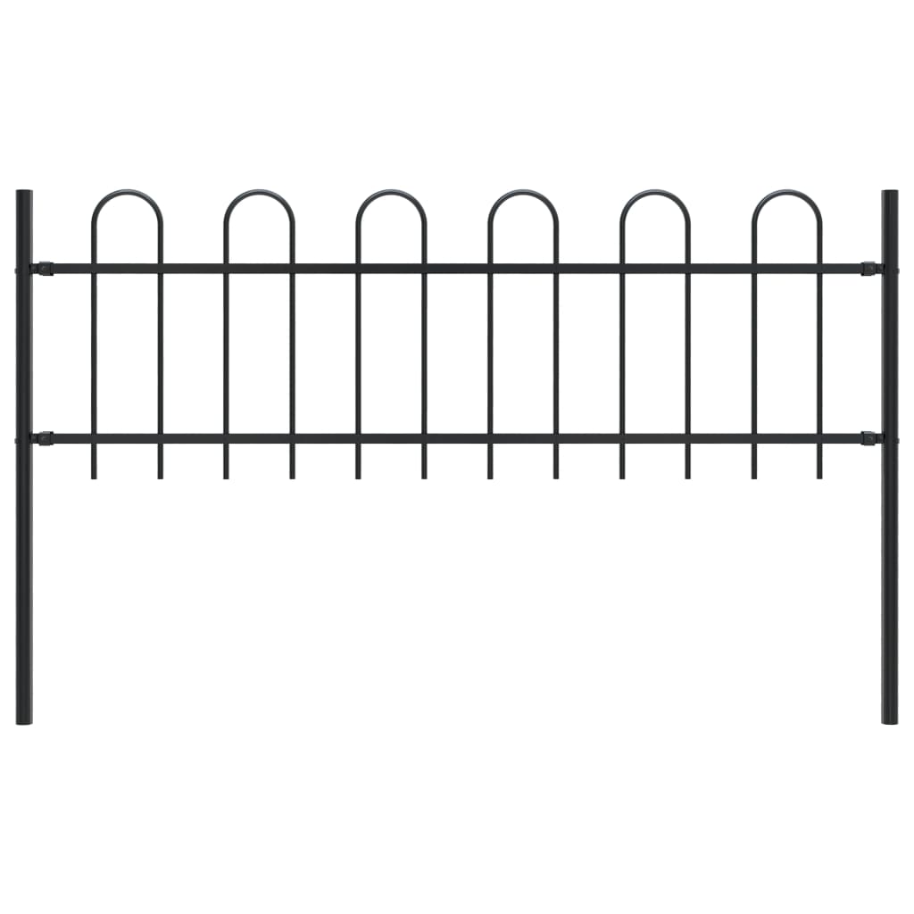 Gard de grădină cu vârf curbat, negru, 1,7 x 0,6 m, oțel