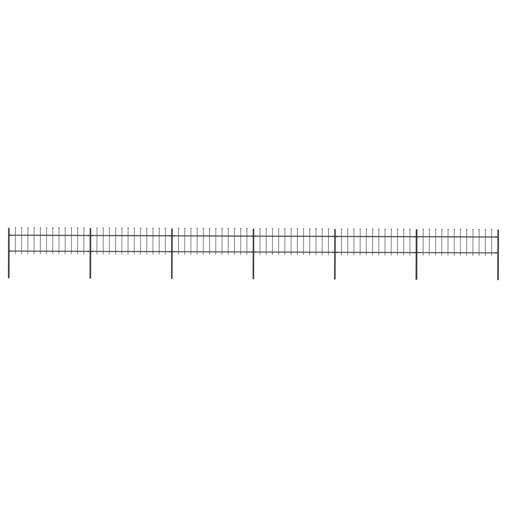 Gard de grădină cu vârf suliță, negru, 10,2 x 0,6 m, oțel