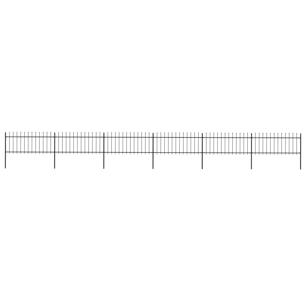 Gard de grădină cu vârf suliță, negru, 10,2 x 0,8 m, oțel