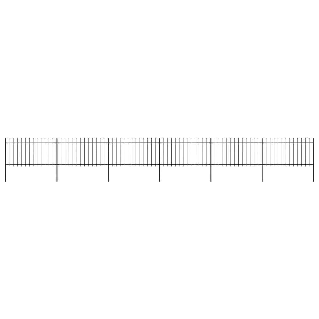 Gard de grădină cu vârf suliță, negru, 10,2 x 1 m, oțel