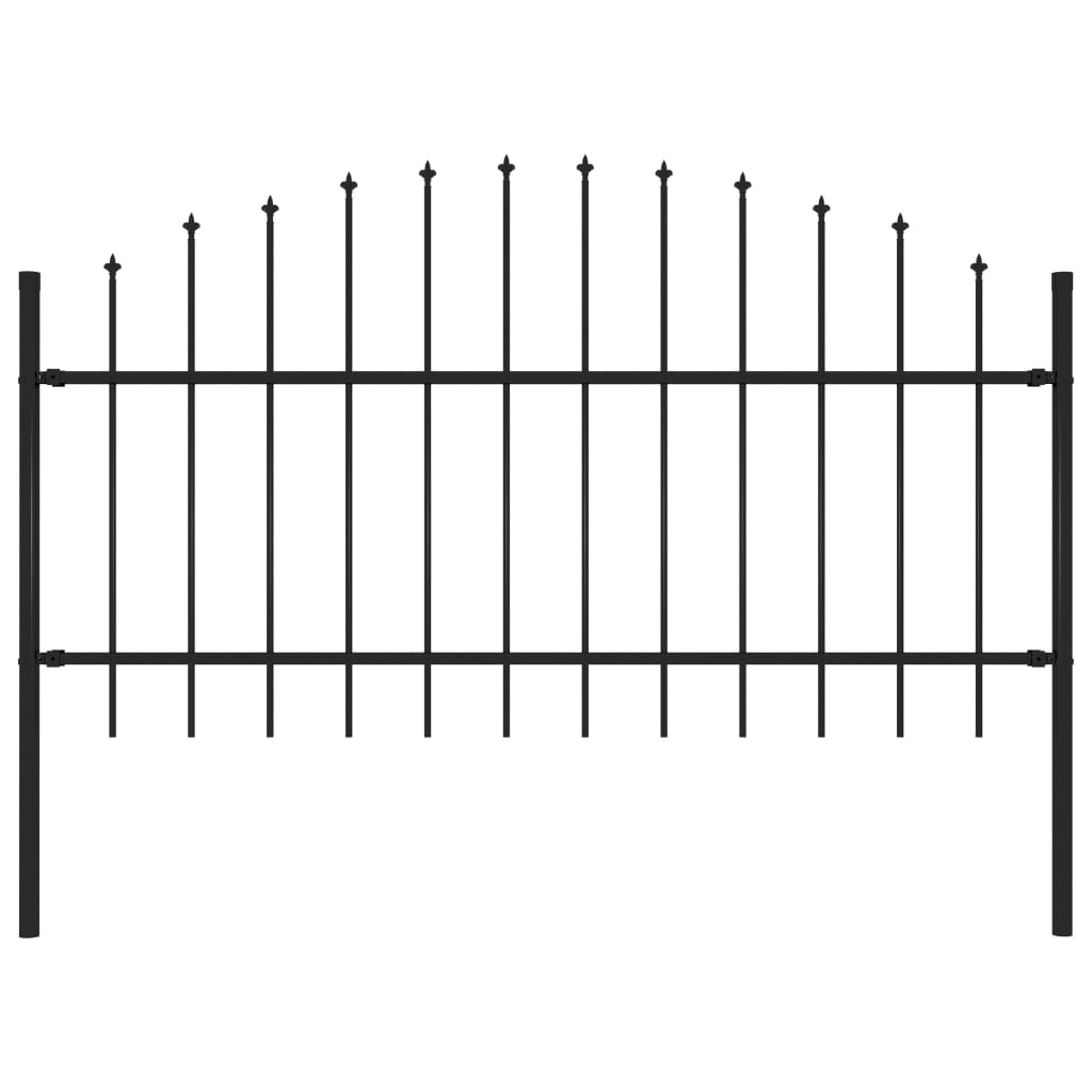 Gard de grădină cu vârf suliță, negru, (1-1,25) x 1,7 m, oțel