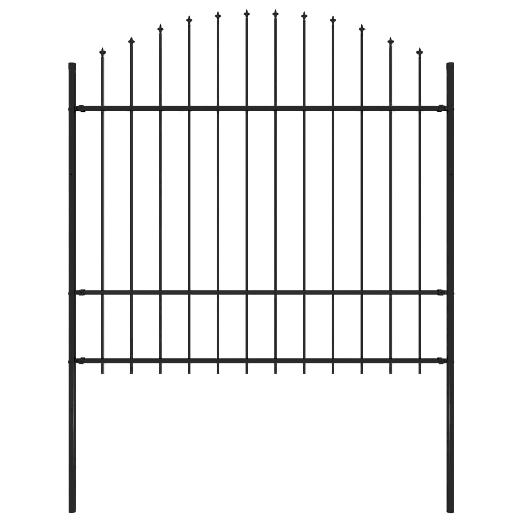 Gard de grădină cu vârf suliță, negru, (1,5-1,75) x 1,7 m, oțel