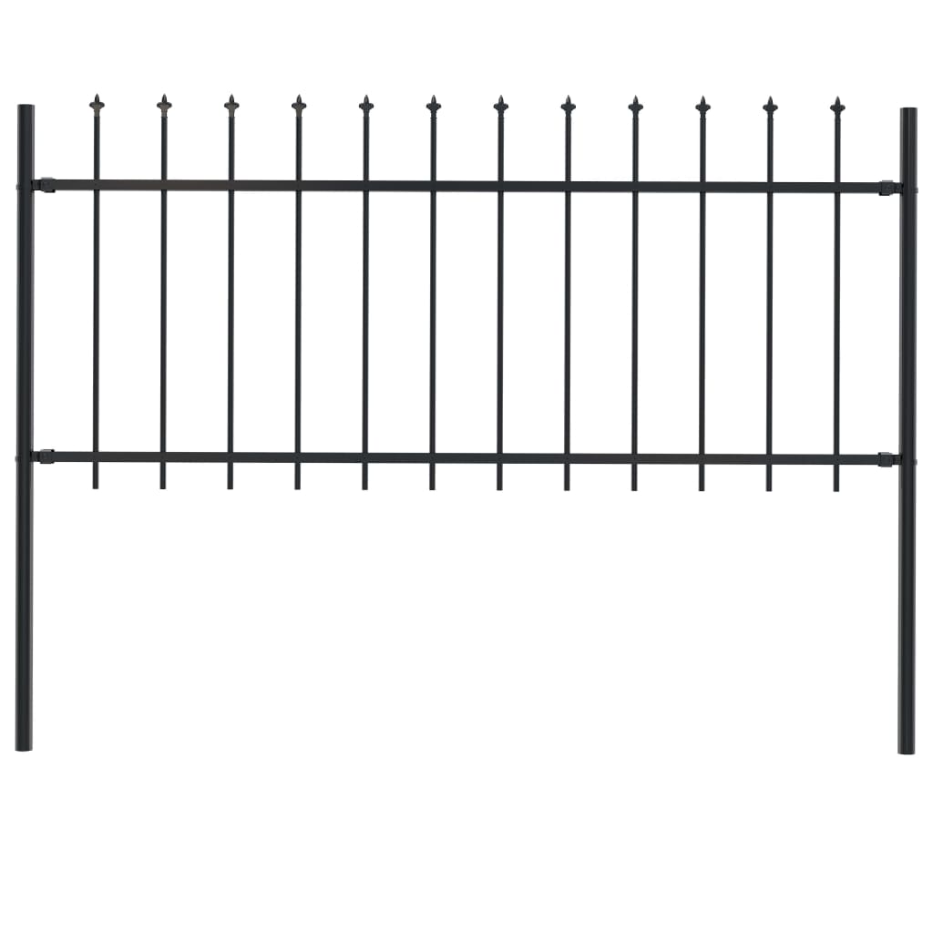 Gard de grădină cu vârf suliță, negru, 1,7 x 0,8 m, oțel