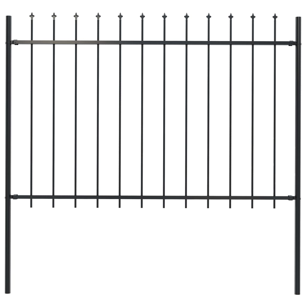 Gard de grădină cu vârf suliță, negru, 1,7 x 1,2 m, oțel