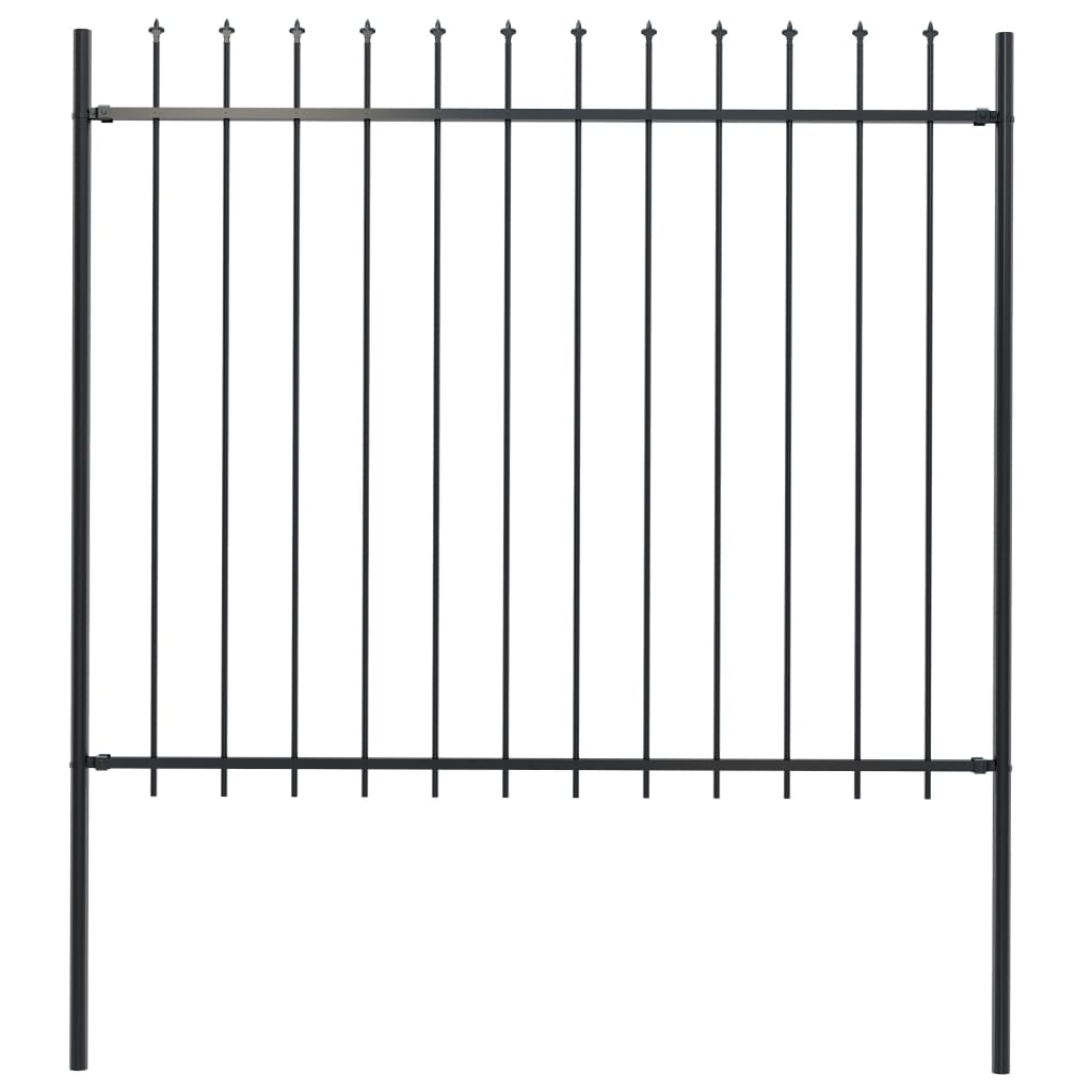 Gard de grădină cu vârf suliță, negru, 1,7 x 1,5 m, oțel