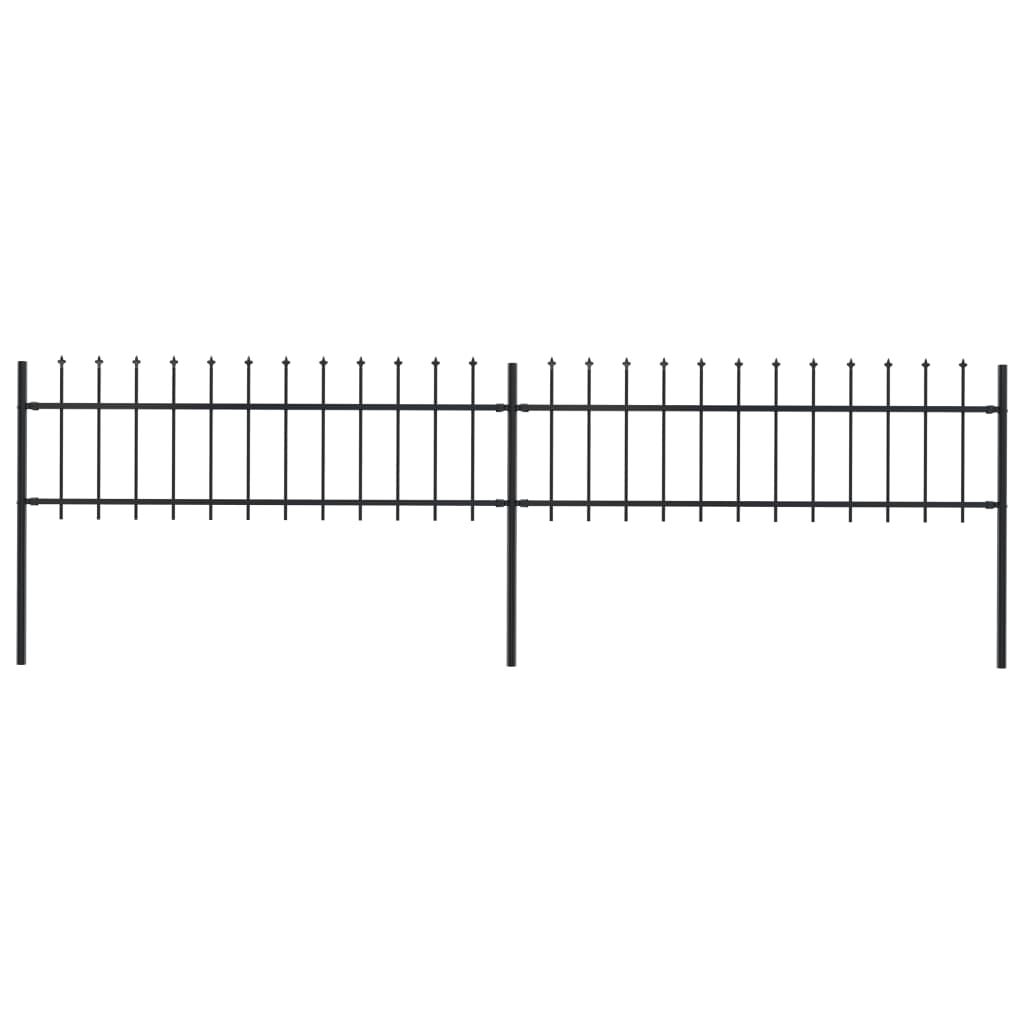 Gard de grădină cu vârf suliță, negru, 3,4 x 0,6 m, oțel