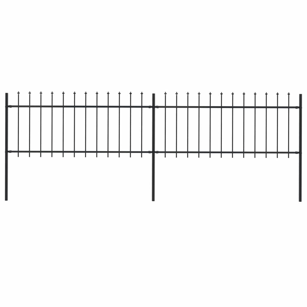 Gard de grădină cu vârf suliță, negru, 3,4 x 0,8 m, oțel