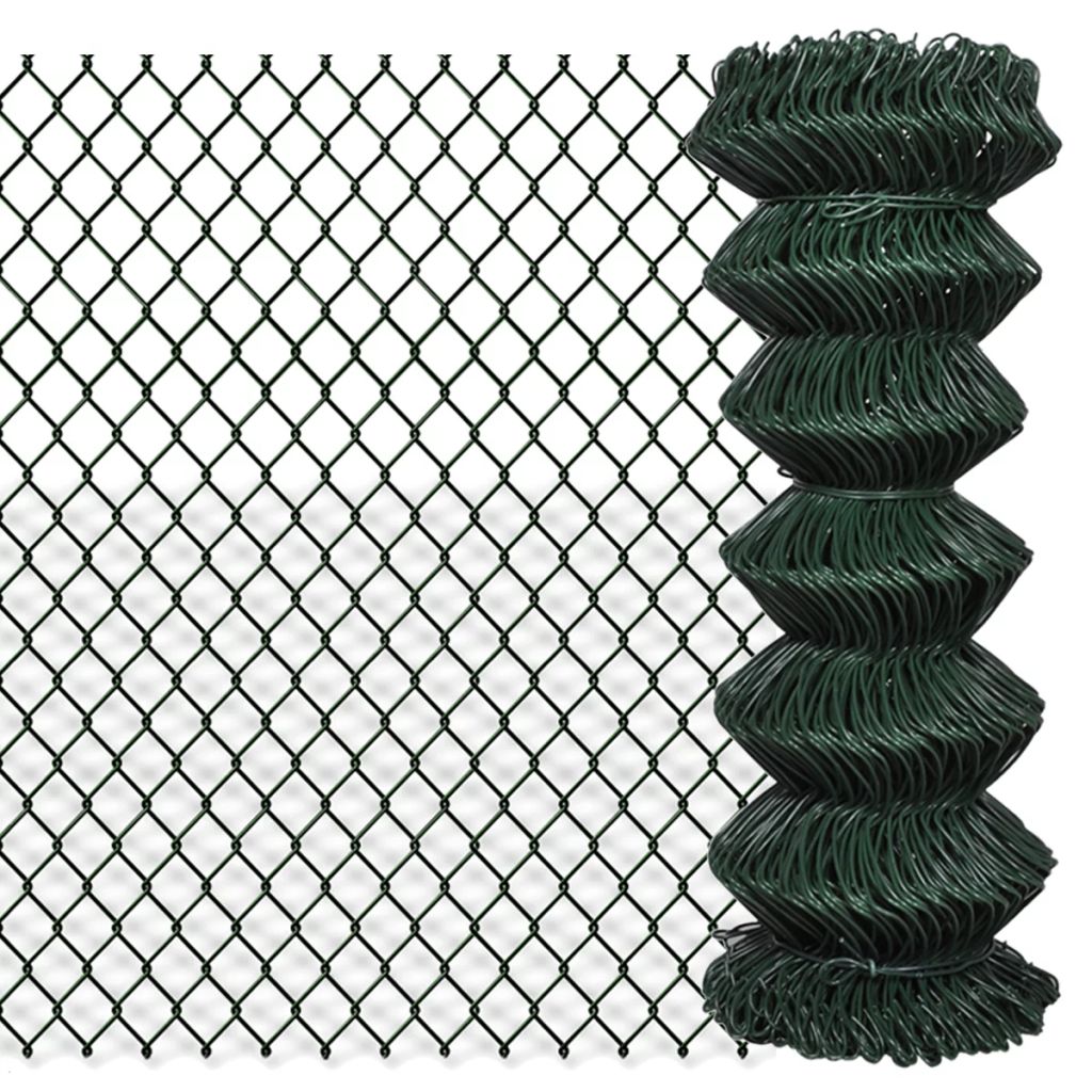 Gard de legătură din plasă, verde, 1 x 15 m, oțel galvanizat