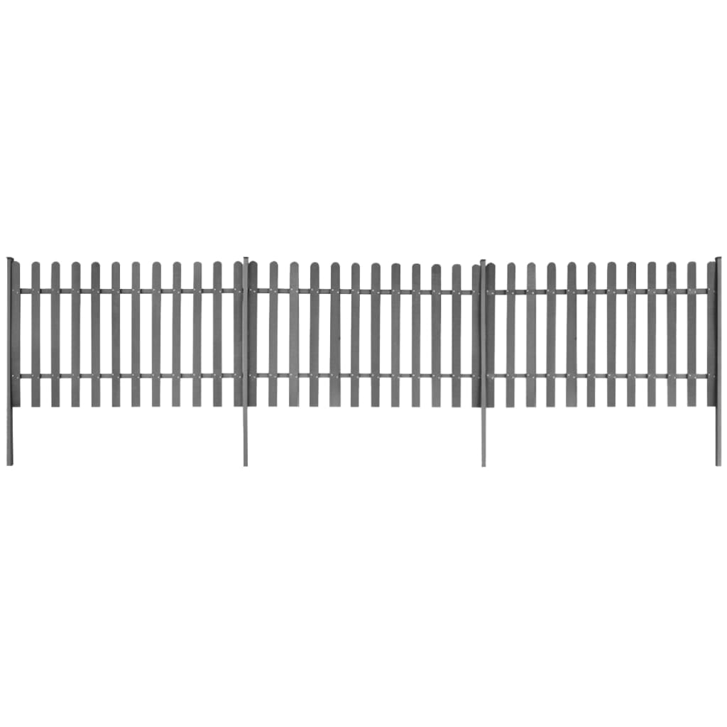 Gard din șipci cu stâlpi, 3 buc., 600 x 100 cm, WPC