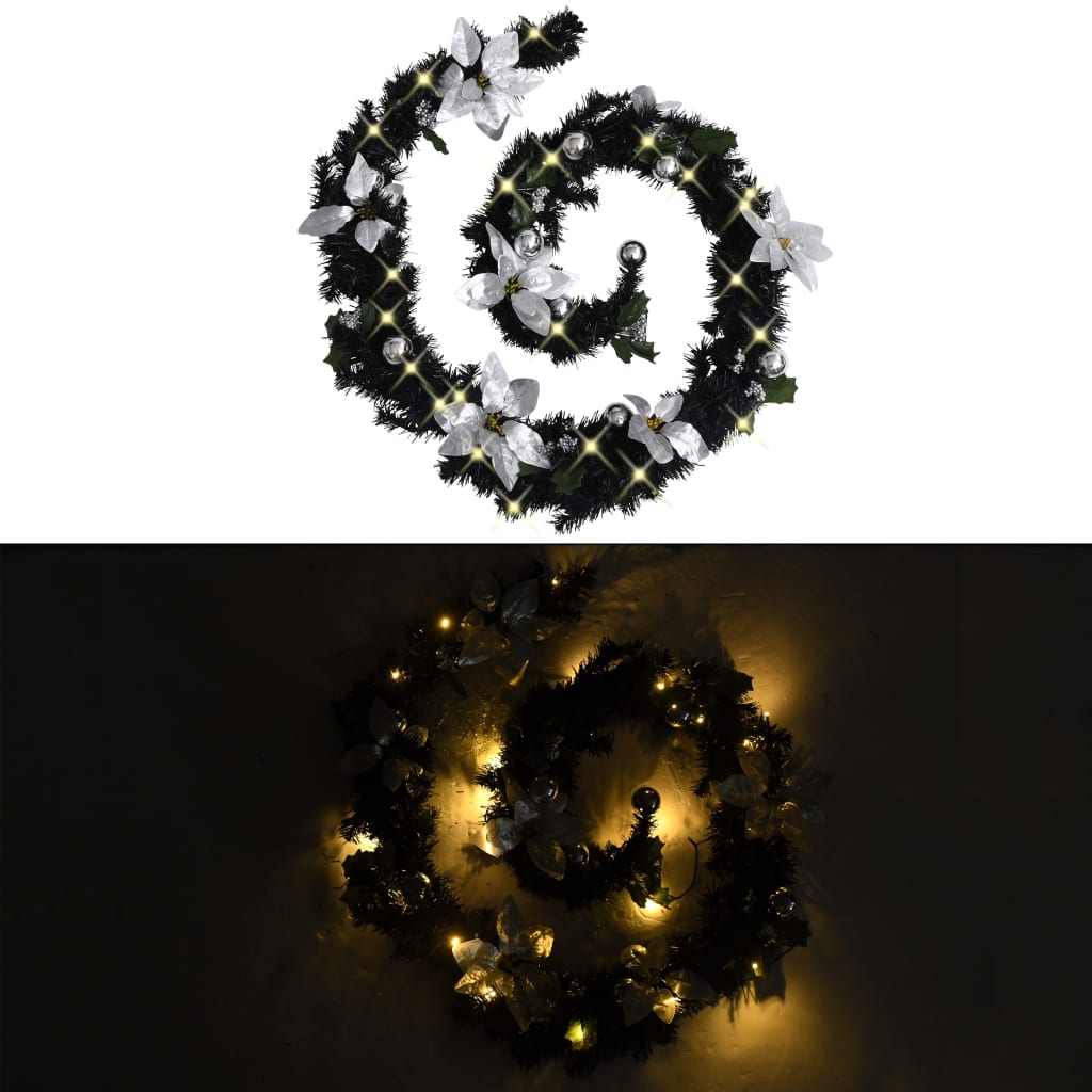 Ghirlandă de Crăciun cu becuri LED, negru, 2,7 m, PVC