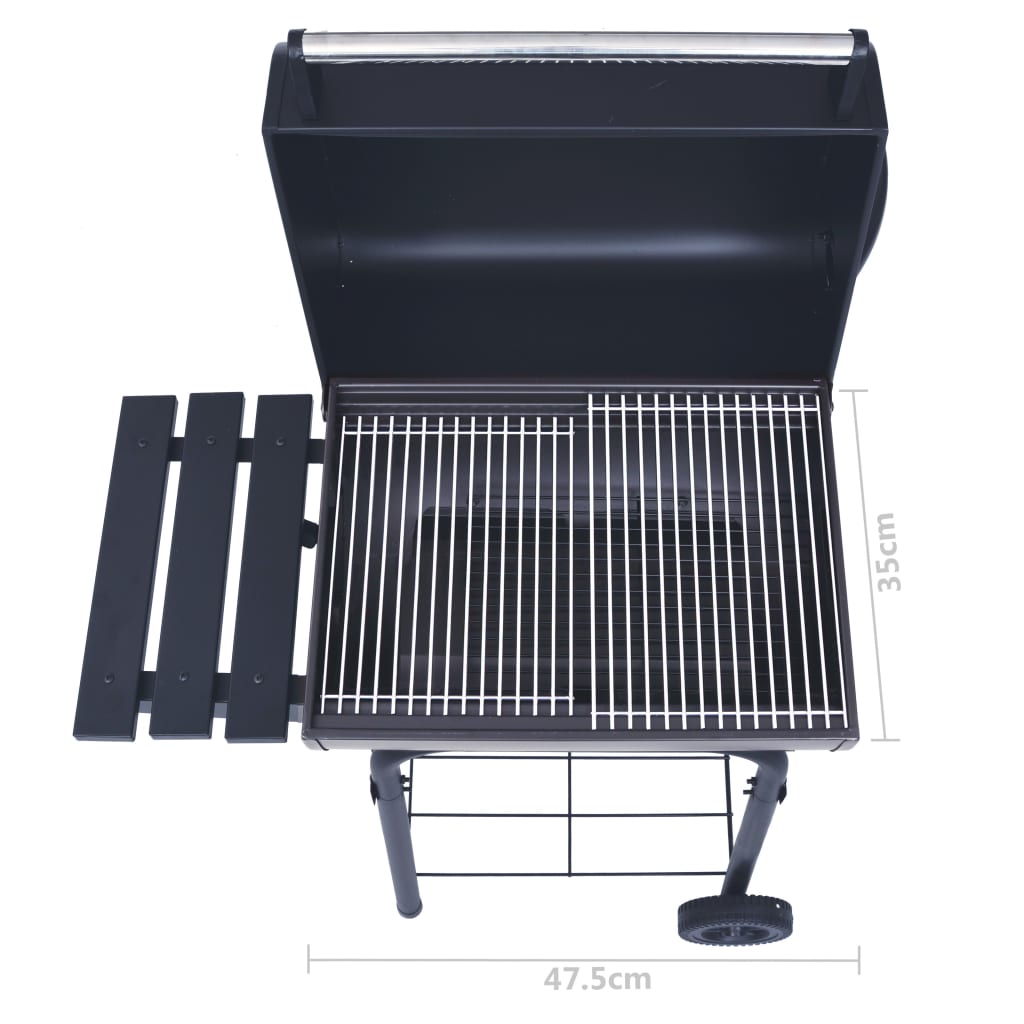 Grătar barbecue cu cărbuni, afumătoare și raft inferior, negru, [10],https:mobideco.ro