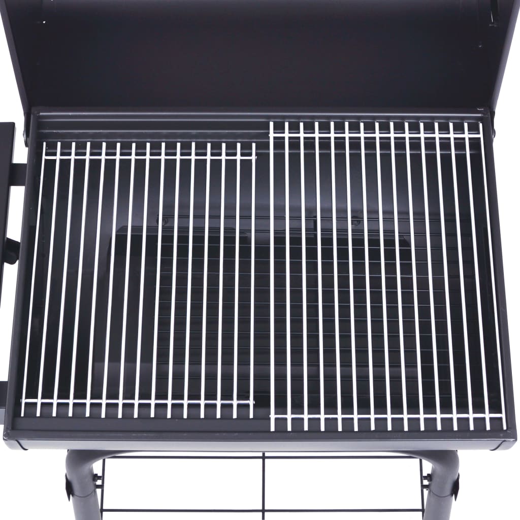 Grătar barbecue cu cărbuni, afumătoare și raft inferior, negru, [6],https:mobideco.ro