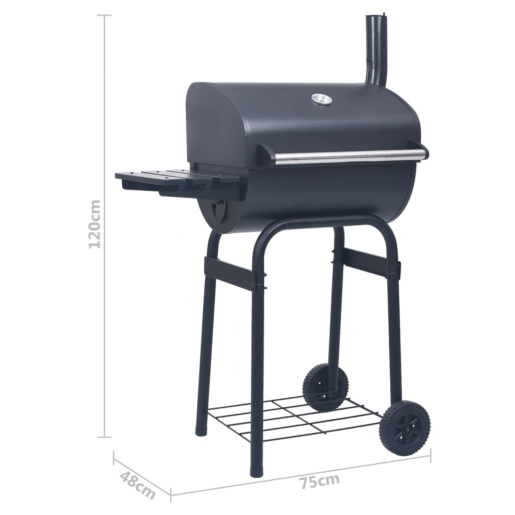 Grătar barbecue cu cărbuni, afumătoare și raft inferior, negru, [9],https:mobideco.ro