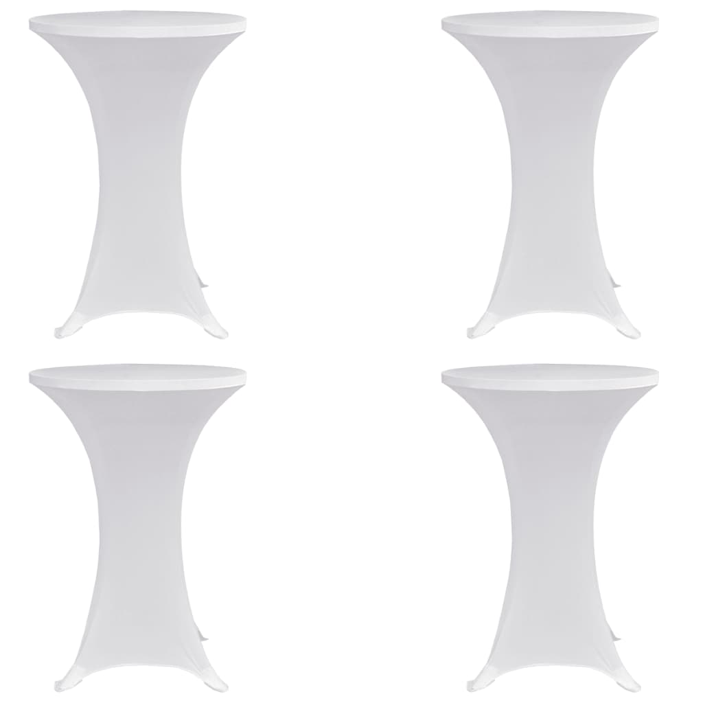 Husă de masă cu picior Ø60 cm, 4 buc., alb, elastic
