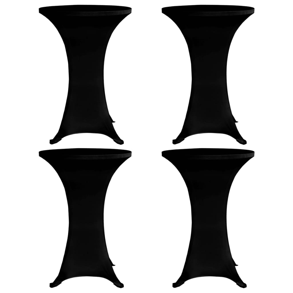 Husă de masă cu picior, Ø70 cm, 4 buc., negru, elastic