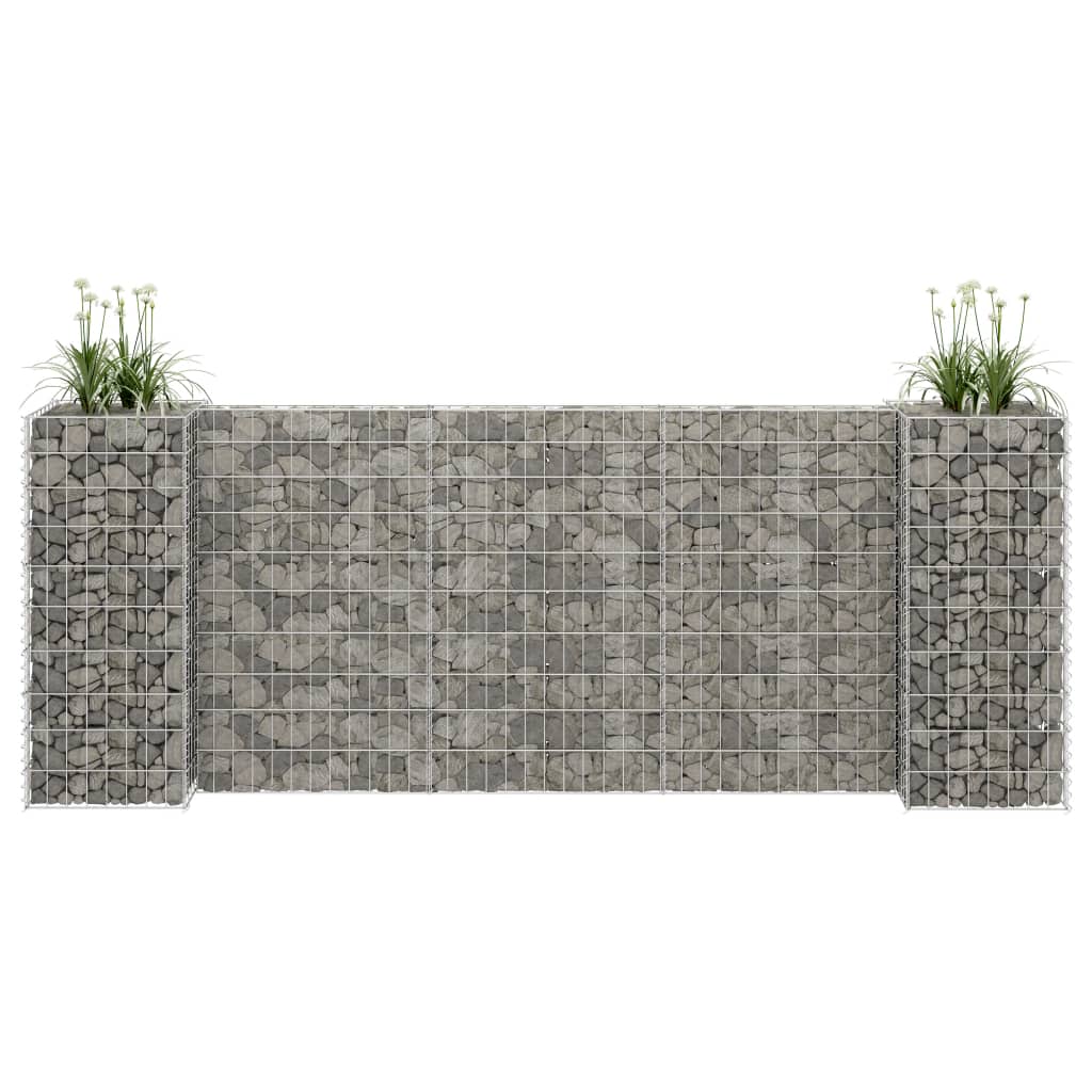 Jardinieră gabion in formă de H, 260 x 40 x 100 cm, sârmă oțel