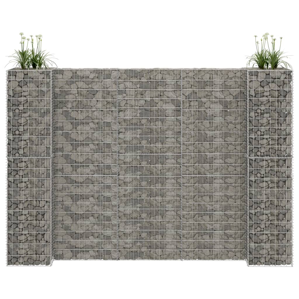 Jardinieră gabion in formă de H, 260 x 40 x 180 cm, sârmă oțel