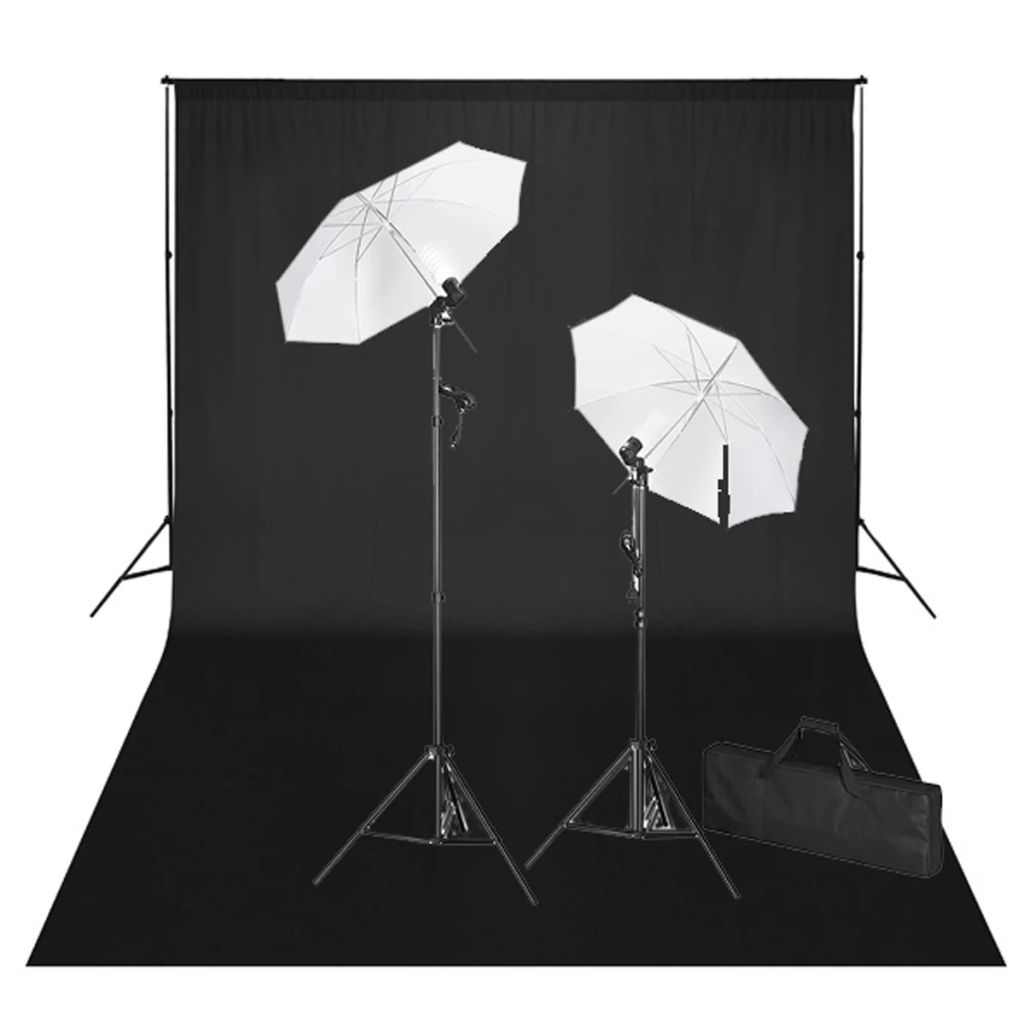 Kit studio foto, fundal negru, 600 x 300 &amp; lumini