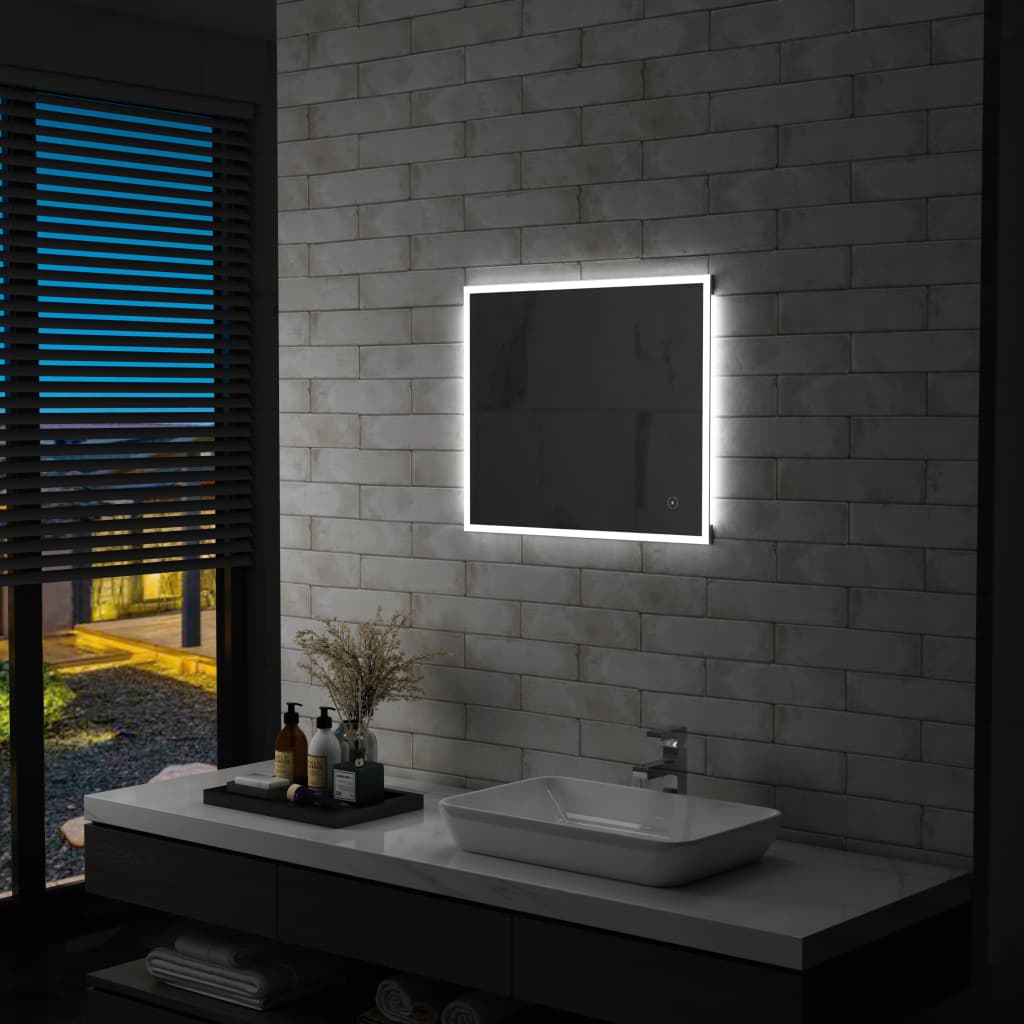 Oglindă cu LED de perete de baie cu senzor tactil, 60 x 50 cm