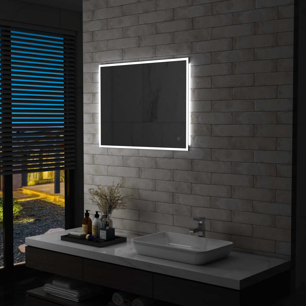 Oglindă cu LED de perete de baie cu senzor tactil, 80 x 60 cm