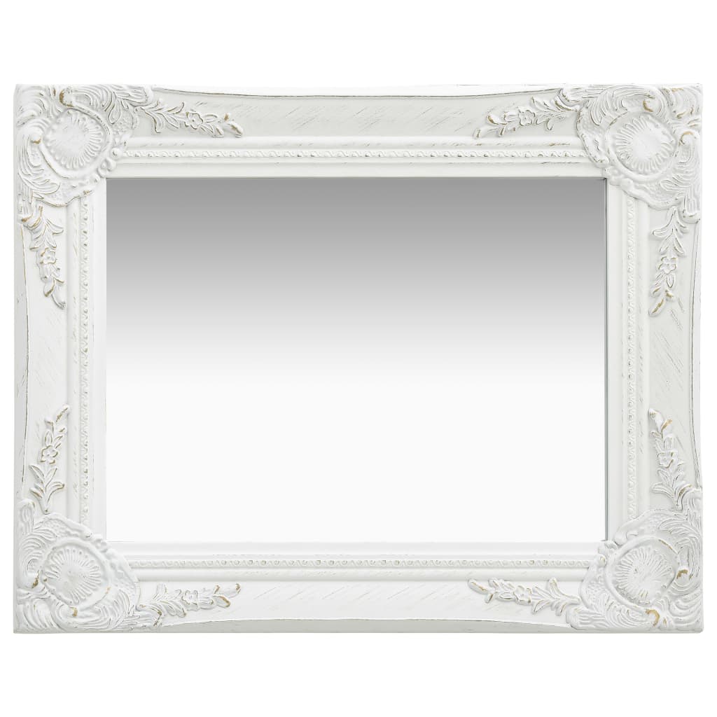 Oglindă de perete in stil baroc, alb, 50 x 40 cm