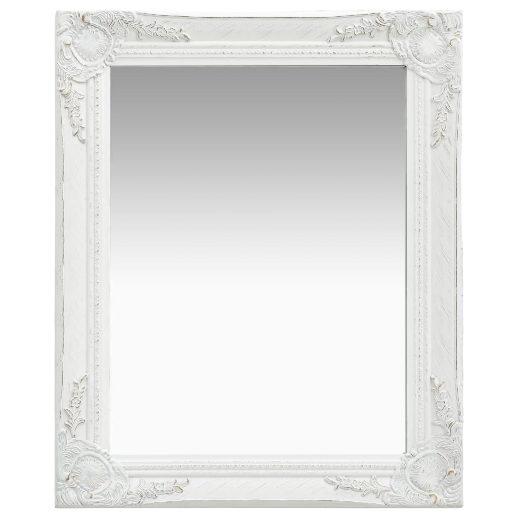 Oglindă de perete in stil baroc, alb, 50 x 60 cm