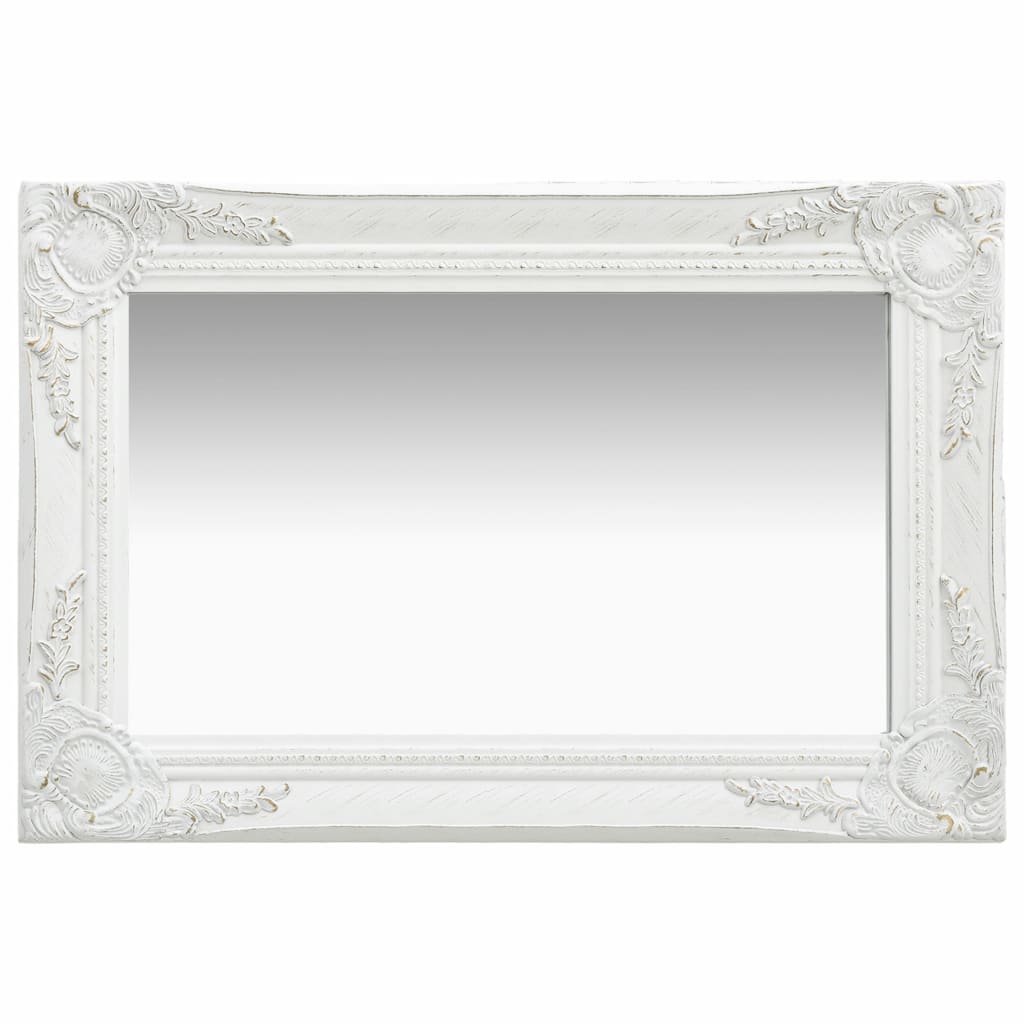 Oglindă de perete in stil baroc, alb, 60 x 40 cm