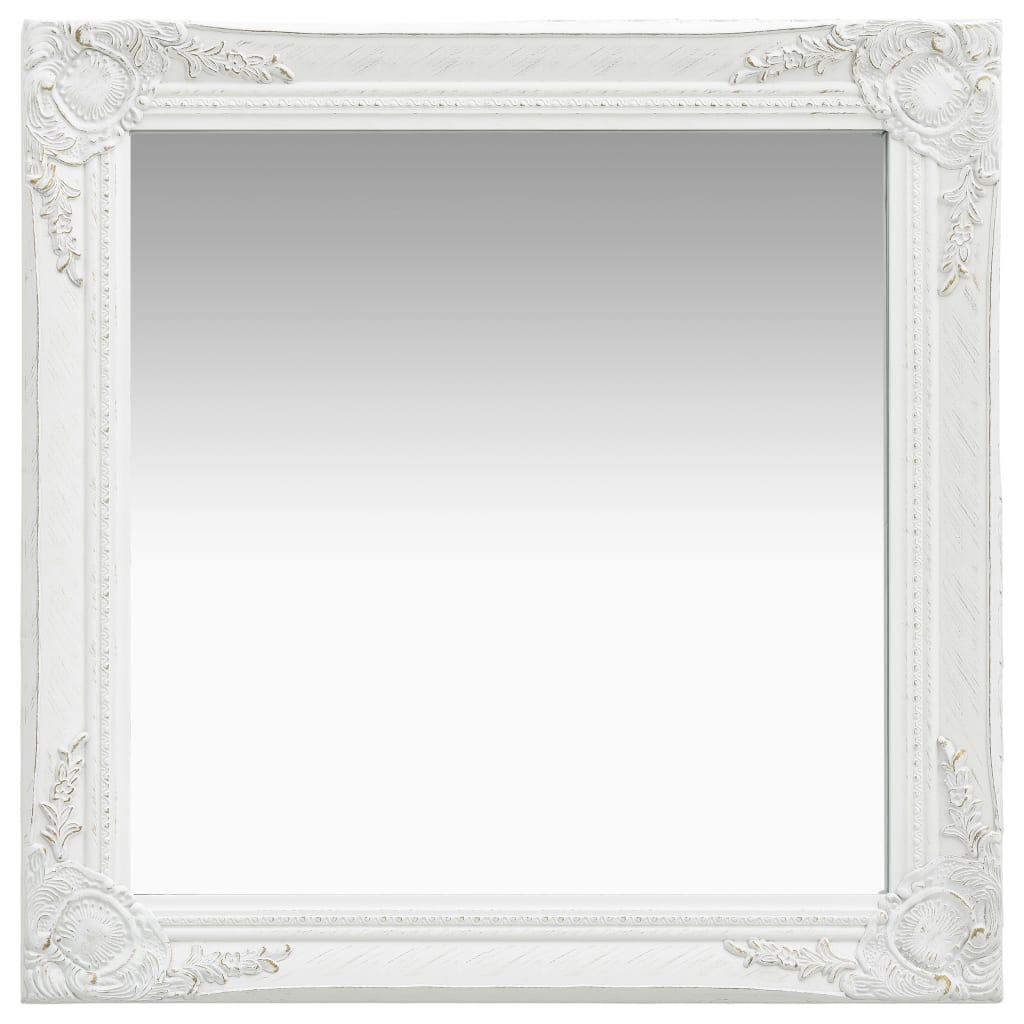 Oglindă de perete in stil baroc, alb, 60 x 60 cm