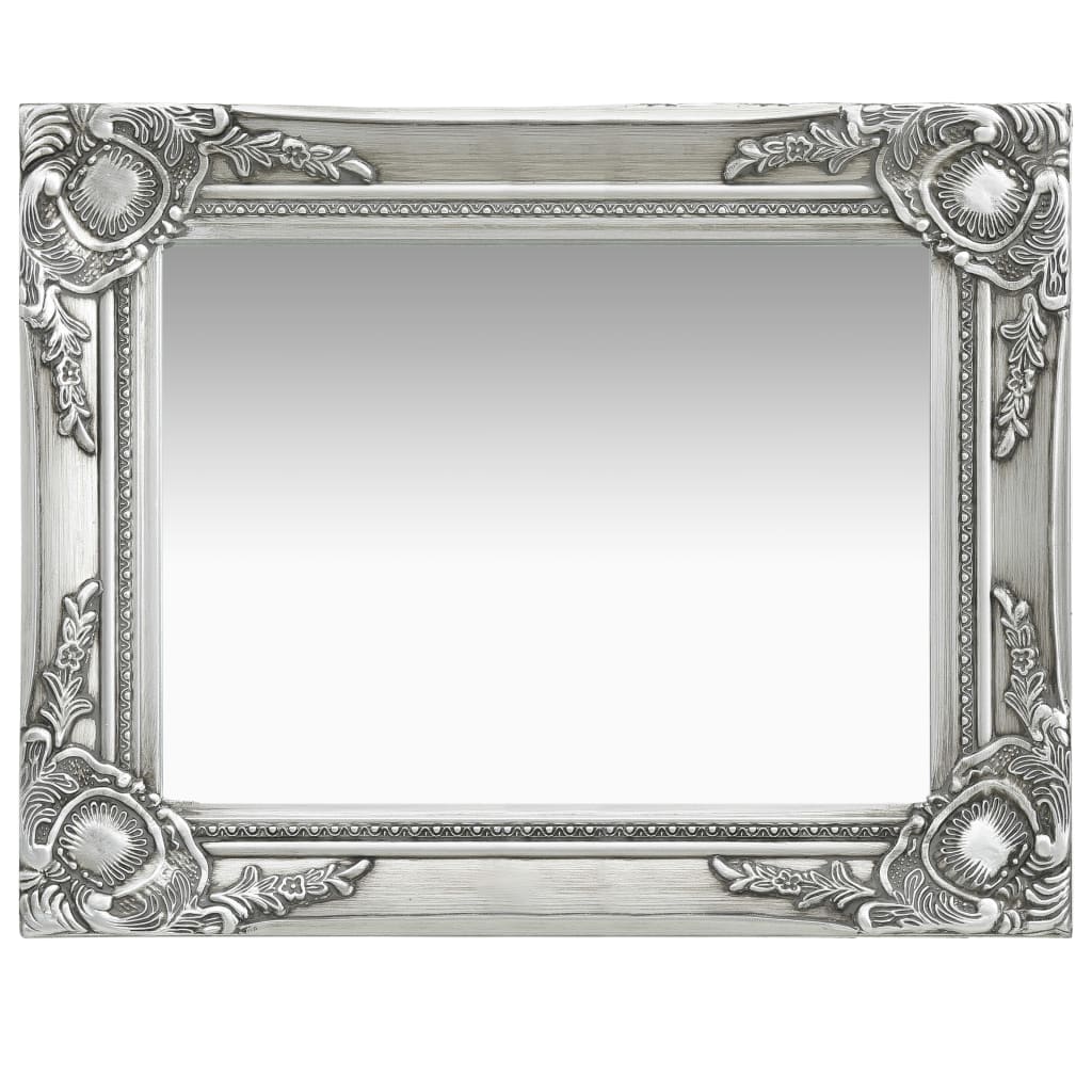 Oglindă de perete in stil baroc, argintiu, 50 x 40 cm
