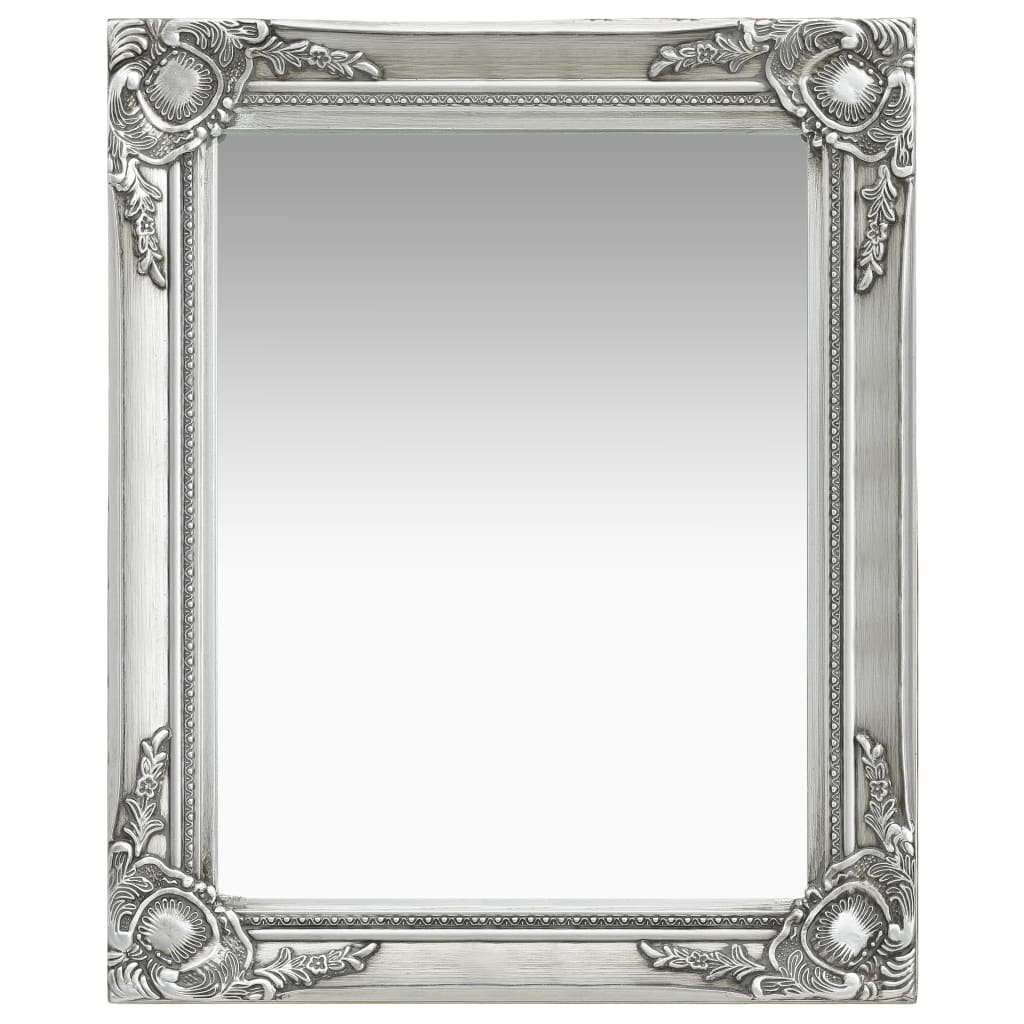 Oglindă de perete in stil baroc, argintiu, 50 x 60 cm