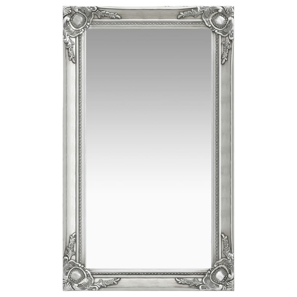 Oglindă de perete in stil baroc, argintiu, 60 x 100 cm