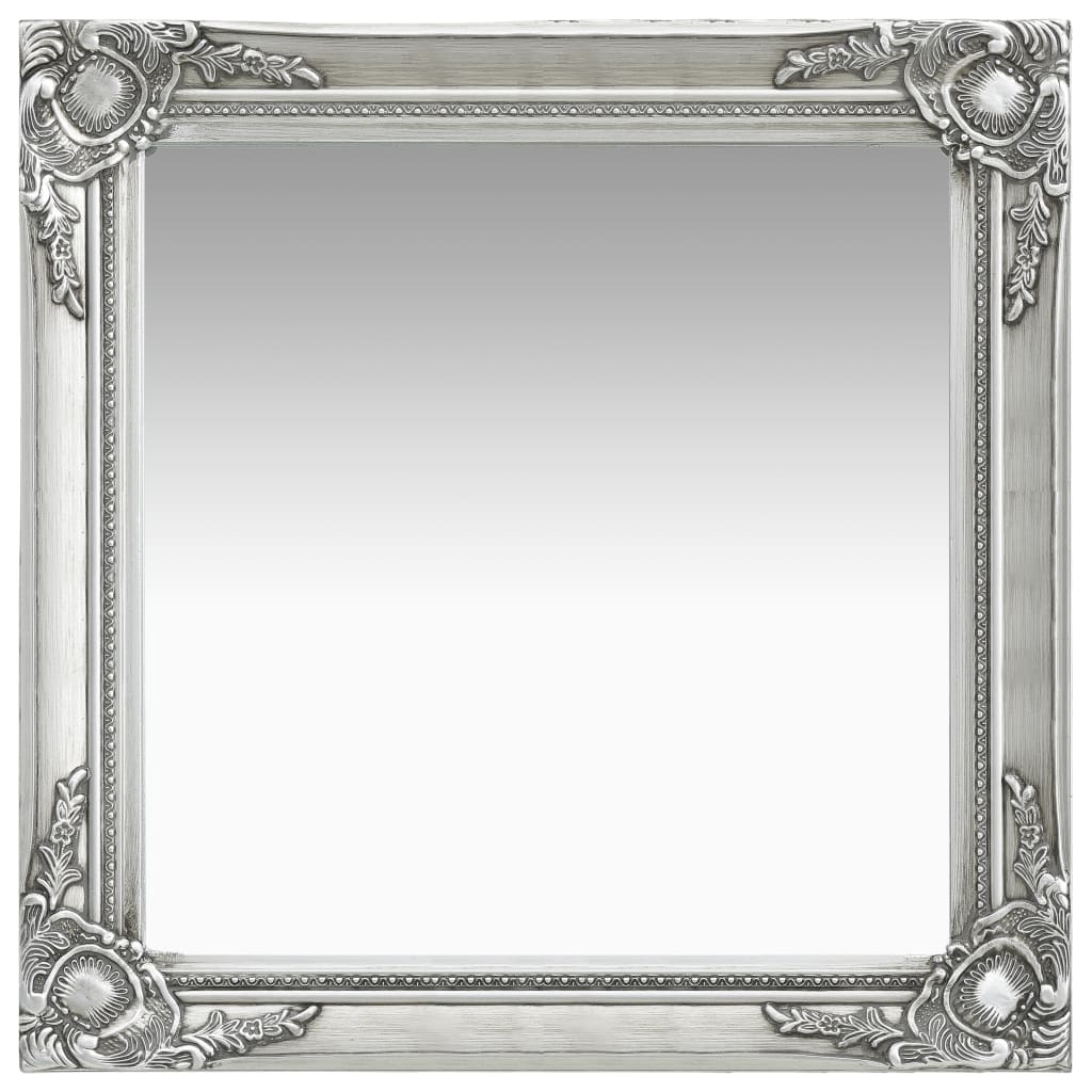 Oglindă de perete in stil baroc, argintiu, 60 x 60 cm