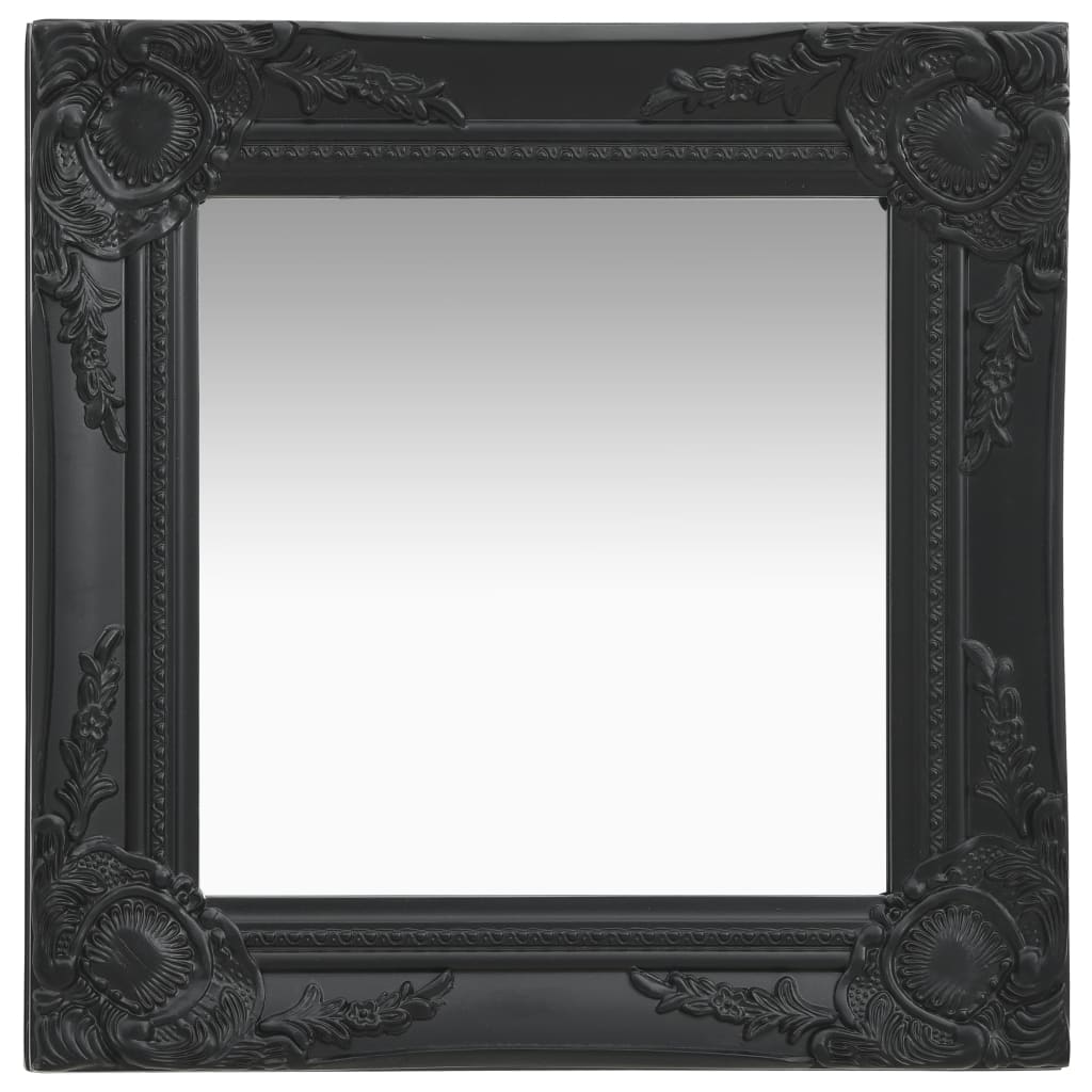Oglindă de perete in stil baroc, negru, 40 x 40 cm
