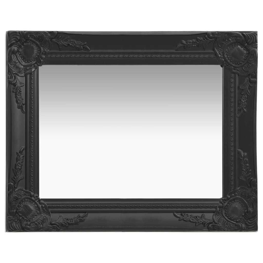 Oglindă de perete in stil baroc, negru, 50 x 40 cm