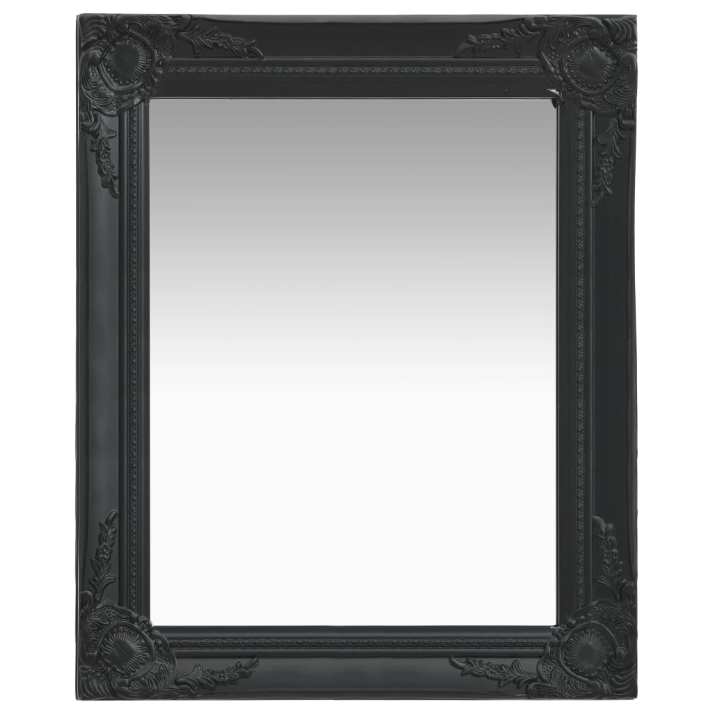Oglindă de perete in stil baroc, negru, 50 x 60 cm